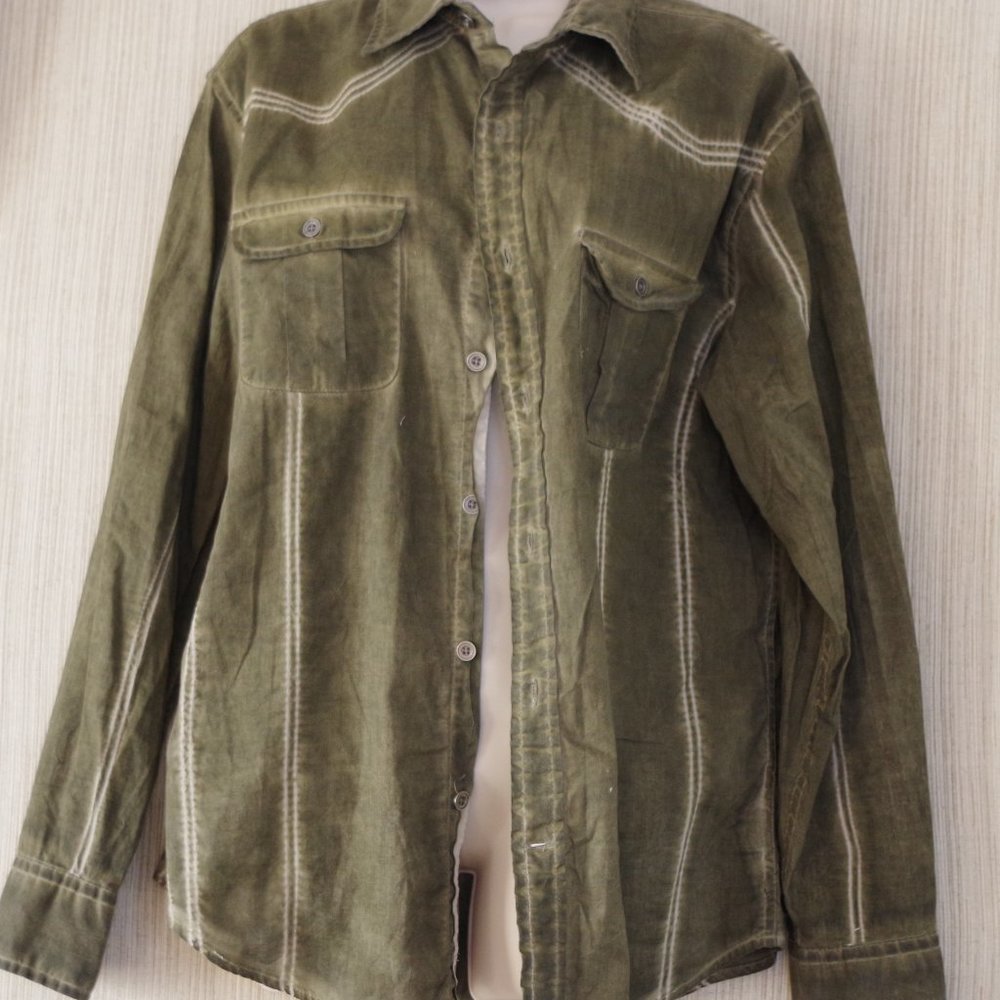 Decree Cotton Green Button Mens Long Sleeve  Shirt Size:M/M